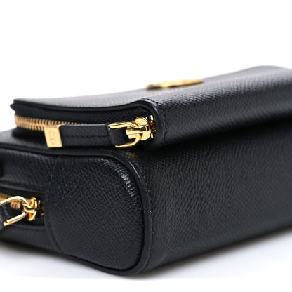 Christian Dior Grained Calfskin Caro Double Pouch Black 9 of 10