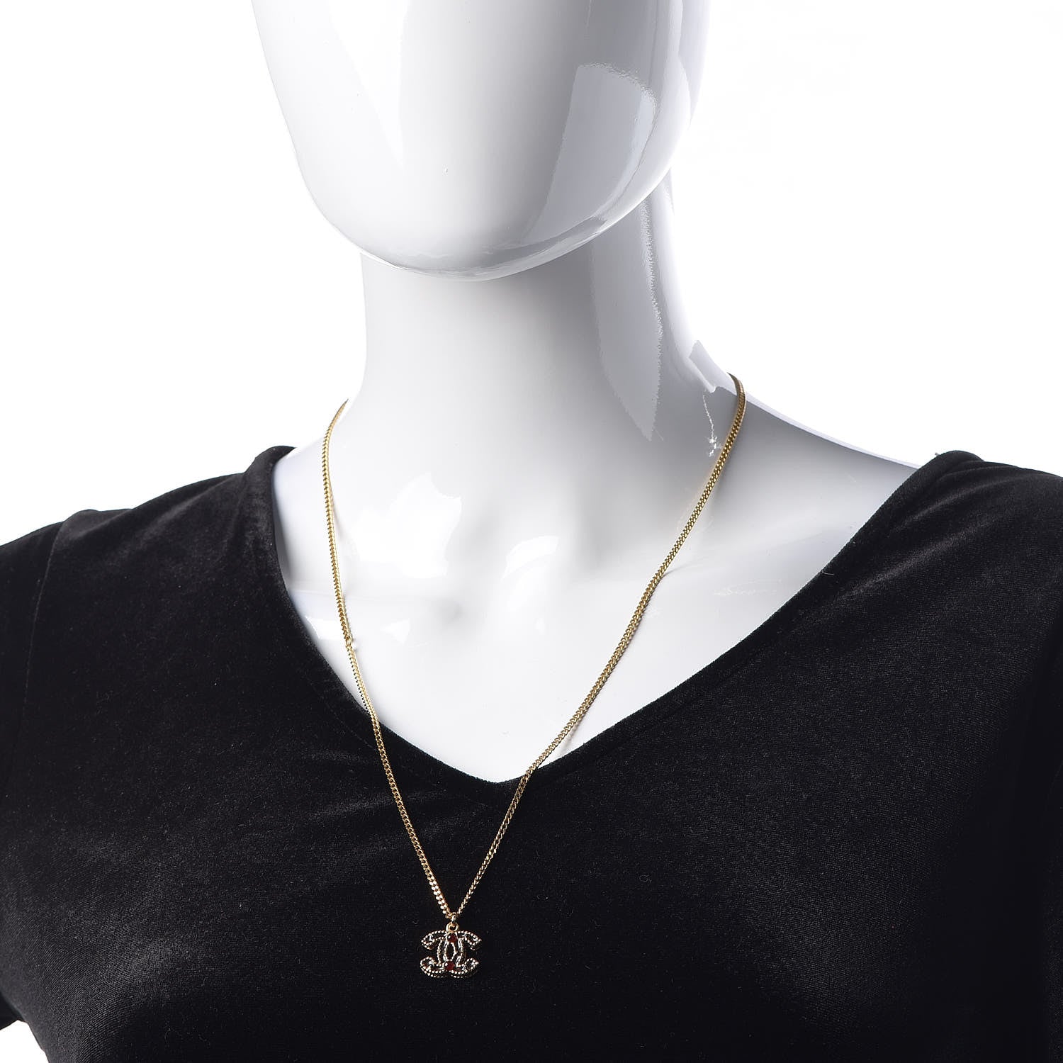 Chanel Enamel CC Necklace Black Red Gold 2 of 6