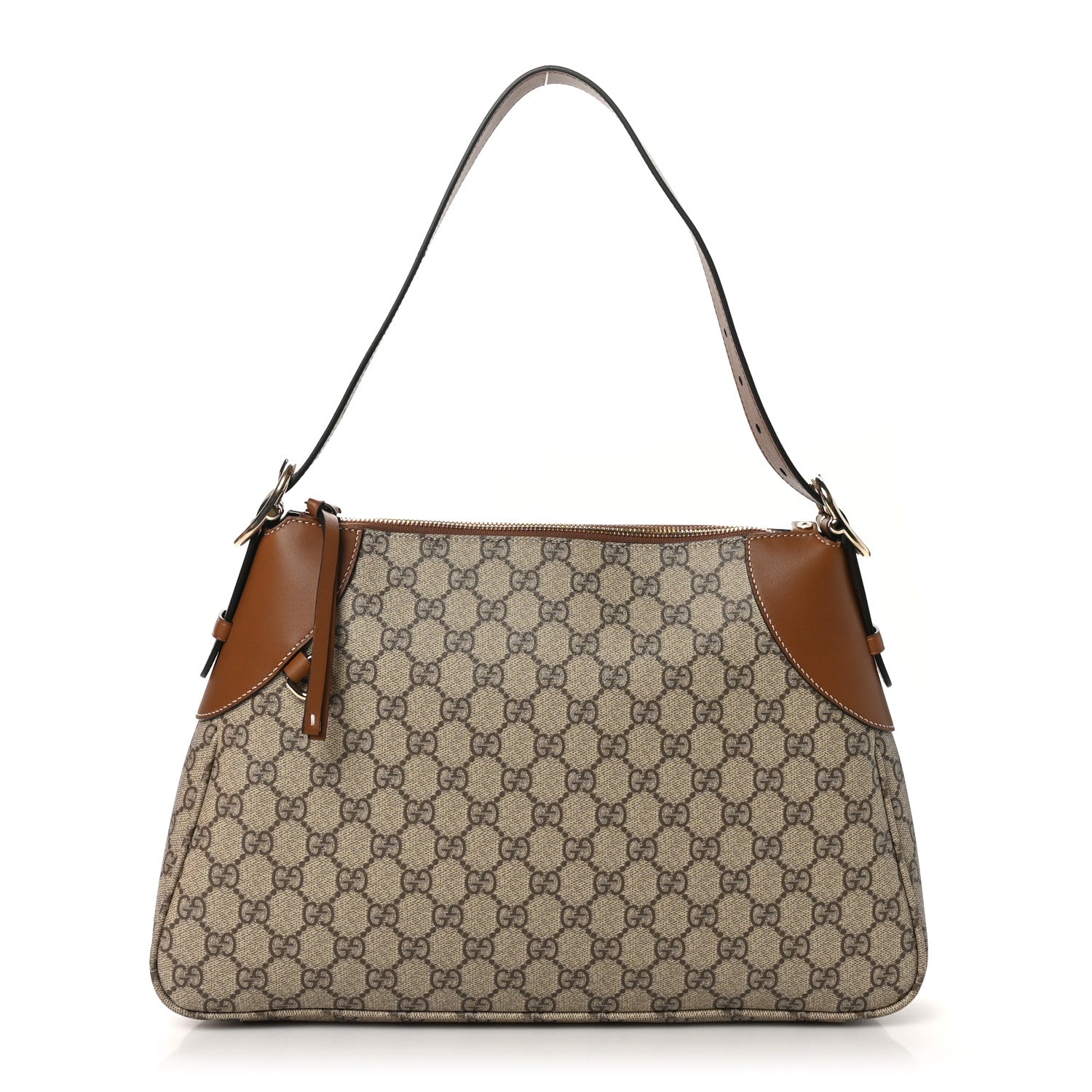 グッチメッセージバックGG Supreme Monogram Leather Gucci GG Supreme Monogram Emblem Medium Shoulder Bag Beige Dark