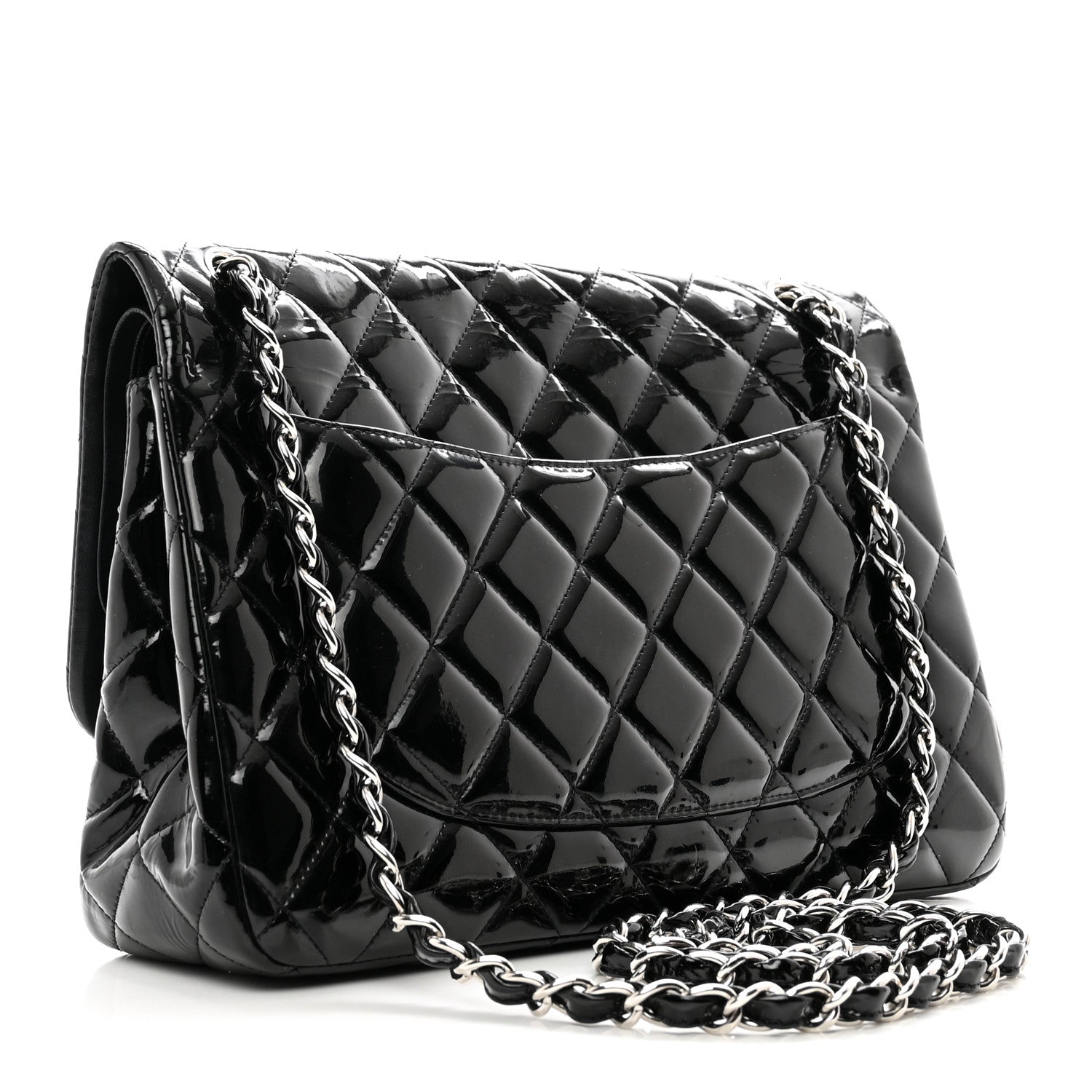 Chanel Patent Quilted Jumbo Double Flap Black 3 of 12