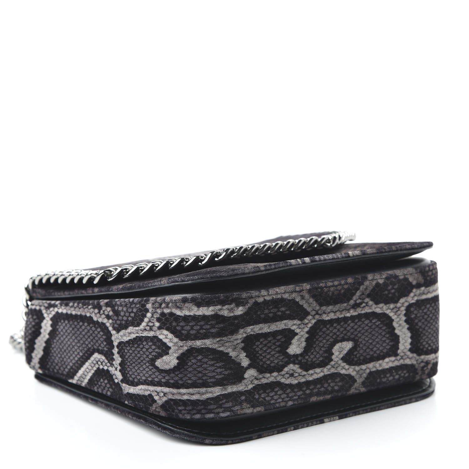 Stella McCartney Snake Print Velvet Falabella Box Shoulder Bag Black 4 of 10