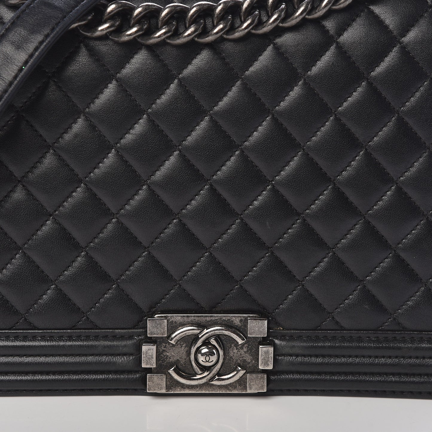 Lambskin Quilted New Medium Boy Flap Black