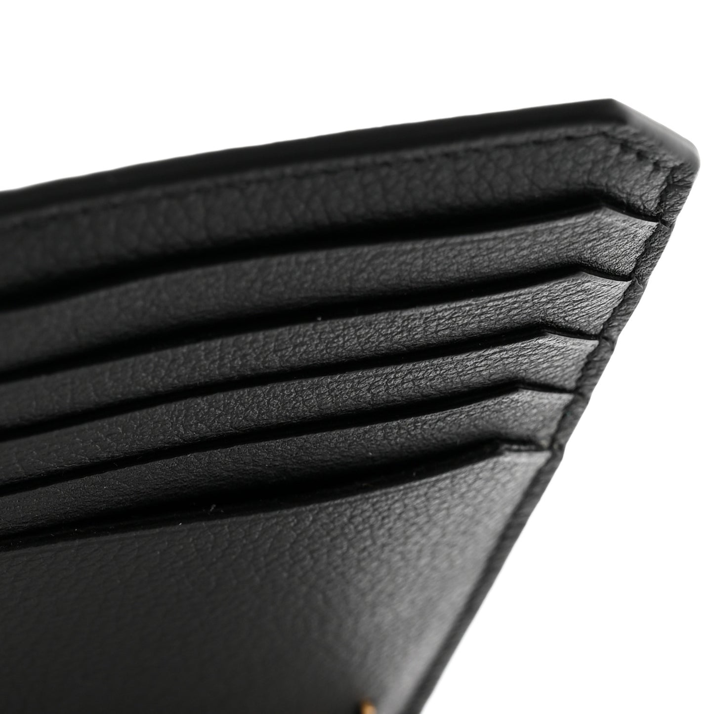 Grained Calfskin Monogram 5 Fragments Zip Pouch Card Holder Black