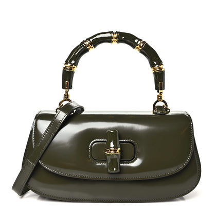 Gucci Shiny Polished Calfskin Medium Bamboo Luscious Green 1 of 11