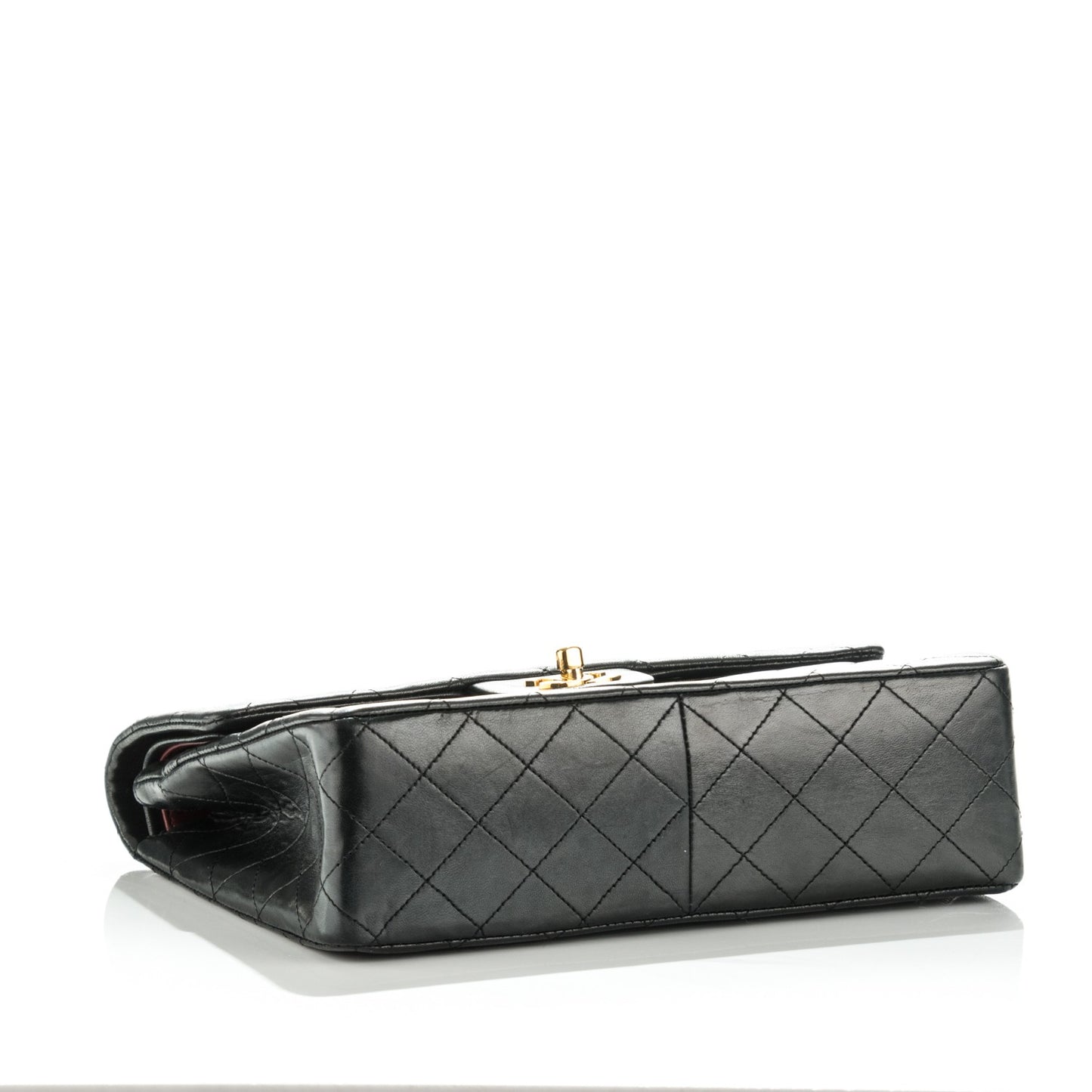 Lambskin Quilted Medium Double Flap Black