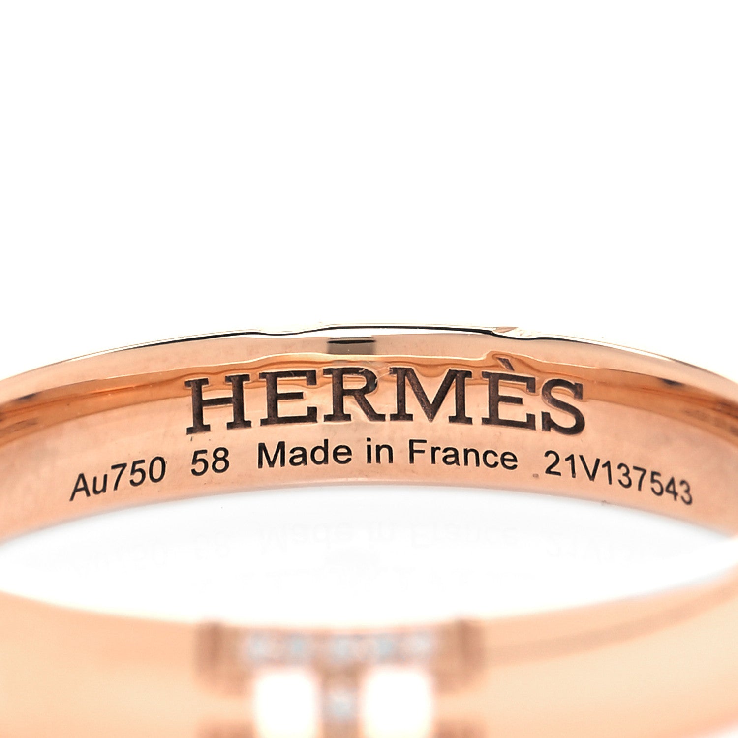 Hermes 18K Rose Gold Diamond Ever Herakles Wedding Band Ring 58