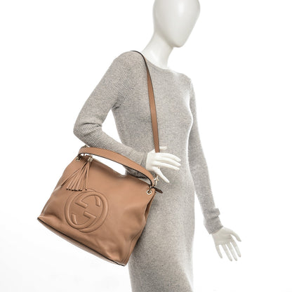 Gucci Pebbled Calfskin Large Soho Hobo Camelia 2 of 6