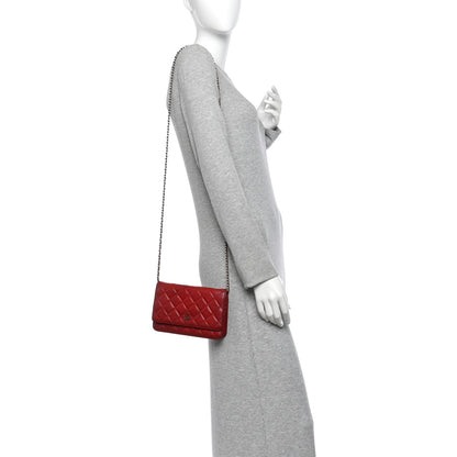 Chanel Caviar Quilted Wallet on Chain WOC Red 2 of 14