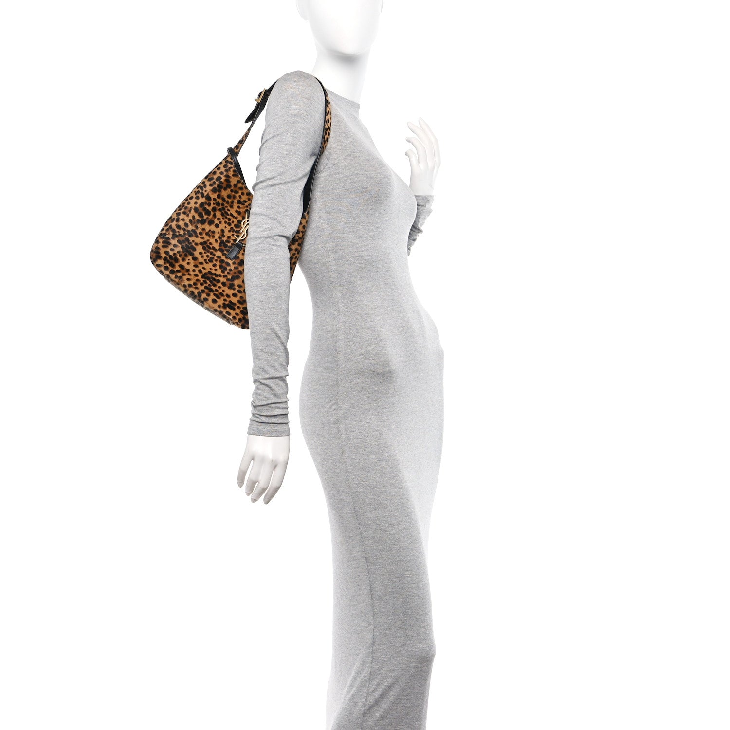 Saint Laurent Pony Hair Calfskin Leopard Print Small Le 5 A 7 Soft Hobo 2 of 12