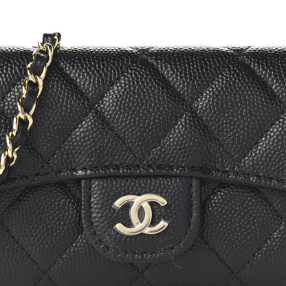 Chanel Caviar Quilted Flap Card Holder On Chain Black 11 of 12