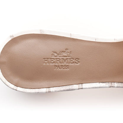 Hermes Matte Niloticus Crocodile Himalaya Oasis Sandals 36.5 White 6 of 9