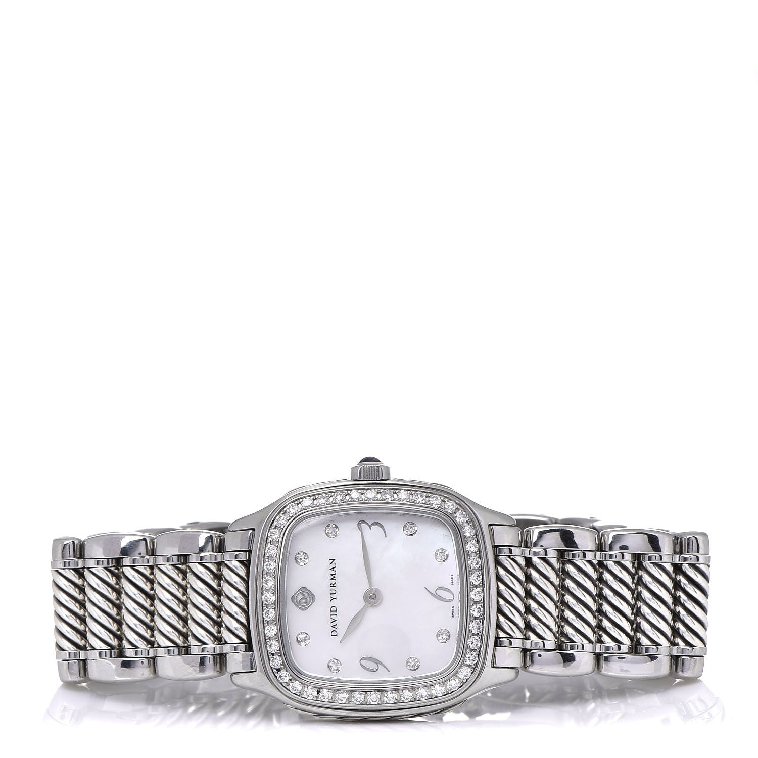 David Yurman Stainless Steel Diamond Bezel Mother of Pearl 25mm Thoroughbred Quartz Watch 3 of 6