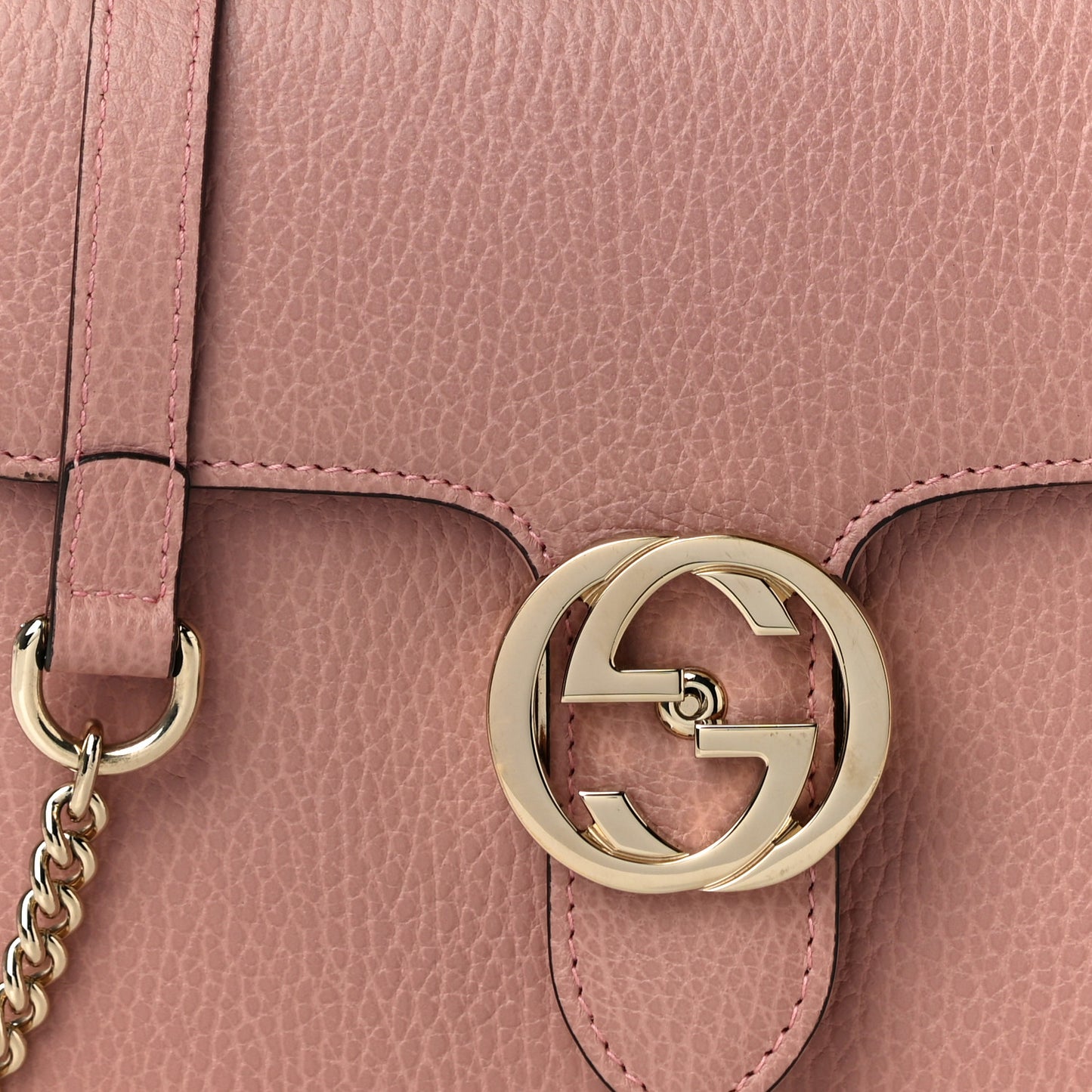 Dollar Calfskin Small Interlocking G Shoulder Bag Soft Pink