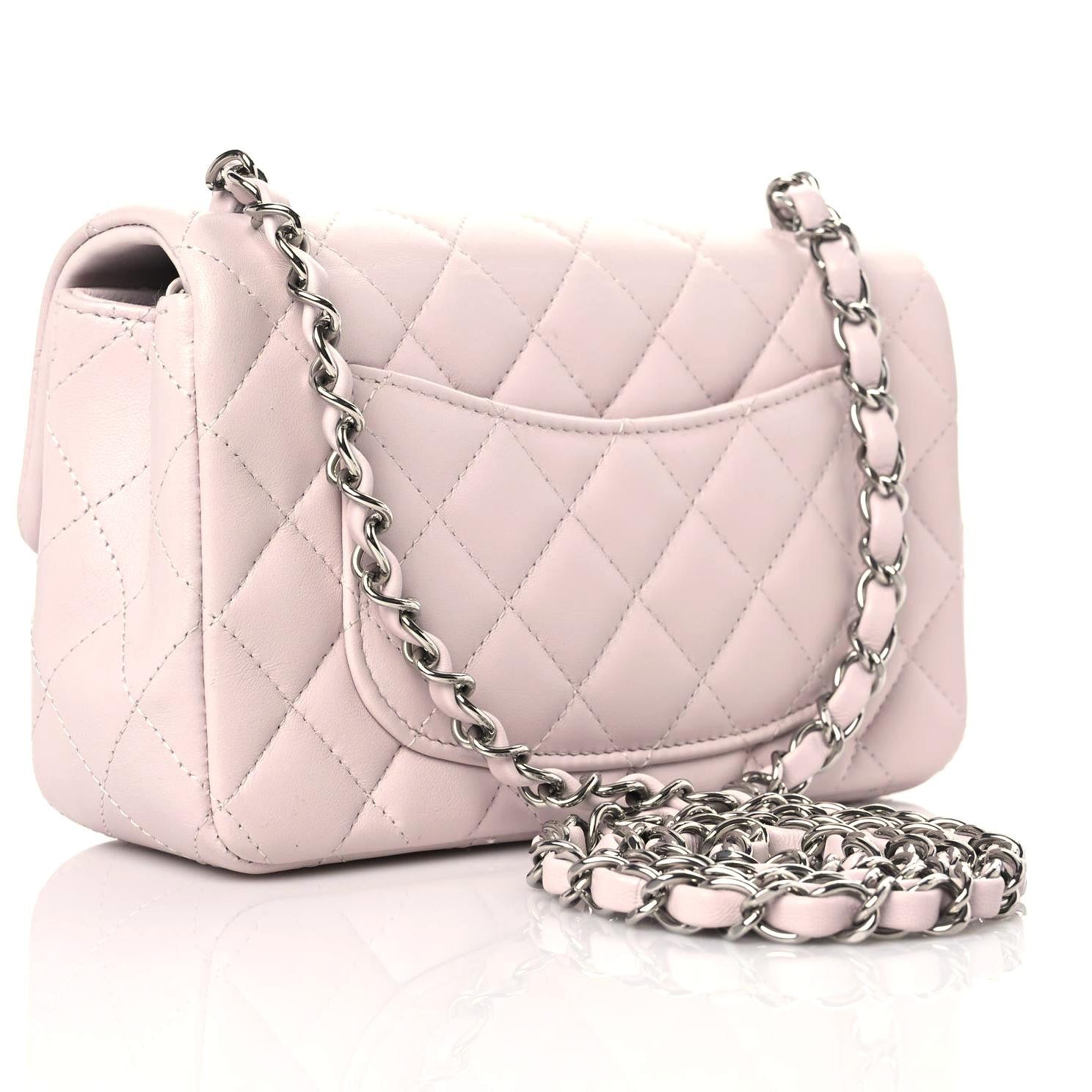 Chanel Lambskin Quilted Mini Rectangular Flap Light Purple 3 of 11