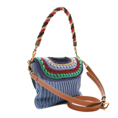Gucci Cotton Crochet Garden Horsebit 1955 Shoulder Bag Purple Multicolor 3 of 11