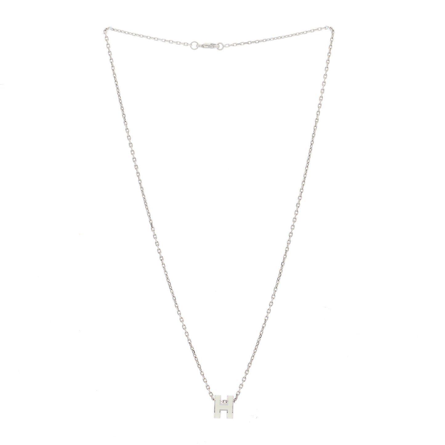 Lacquered Palladium Mini Pop H Pendant Necklace White