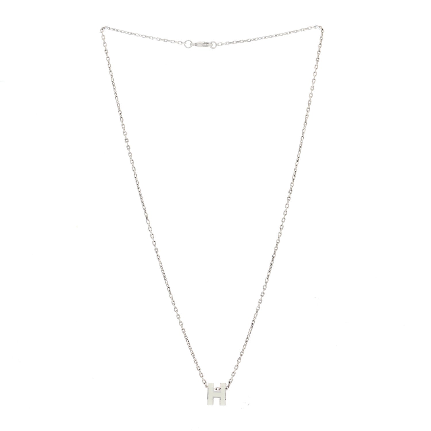 Hermes Lacquered Palladium Mini Pop H Pendant Necklace White 2 of 4