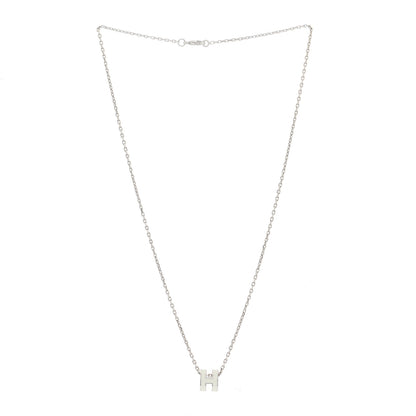 Hermes Lacquered Palladium Mini Pop H Pendant Necklace White 2 of 4