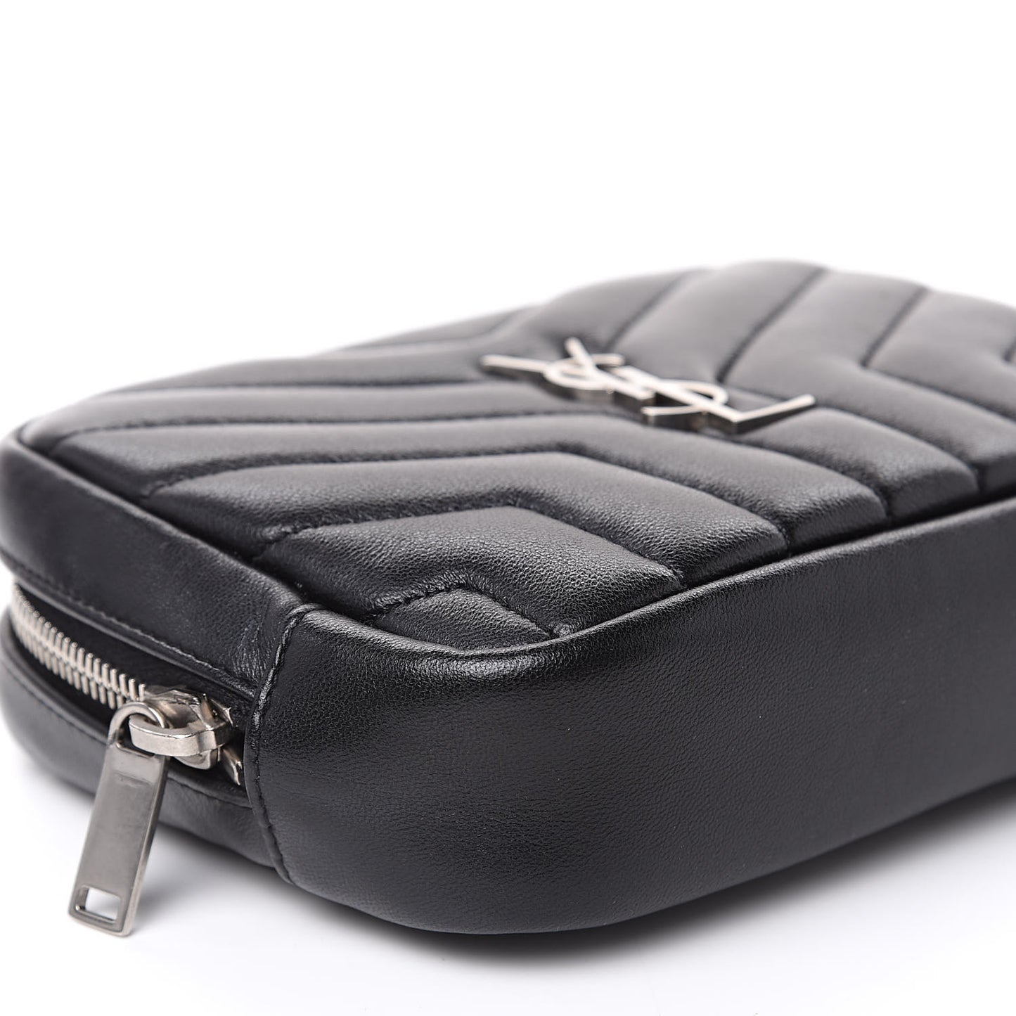 Lambskin Y Quilted Monogram Loulou Cosmetic Case Black