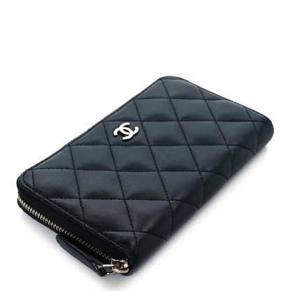 Chanel Lambskin Quilted Medium Zip Around Wallet Black 4 of 9