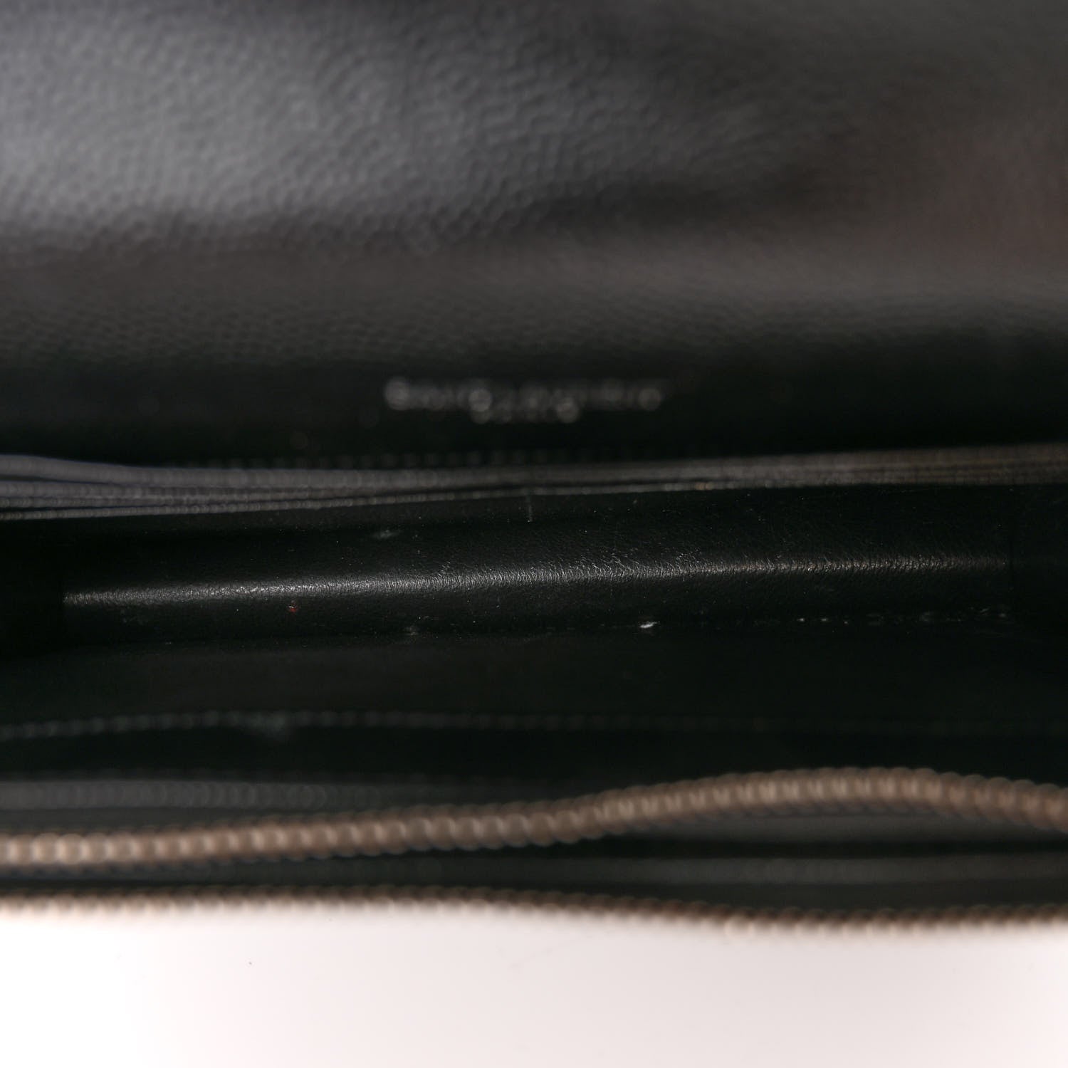 Saint Laurent Grain De Poudre Matelasse Chevron Monogram Envelope Chain Wallet Black 5 of 10