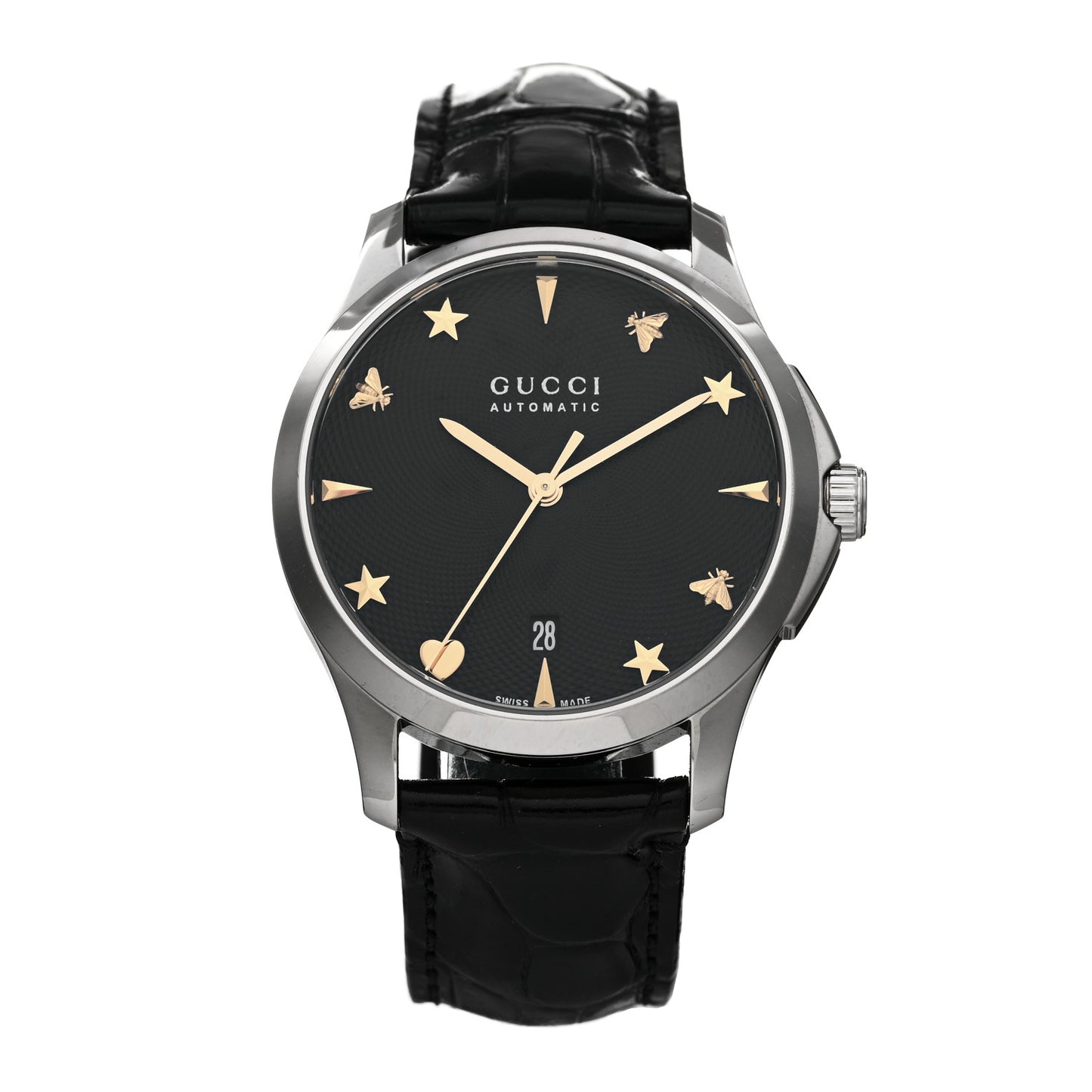 Stainless Steel Alligator 38mm G-Timeless Charm Automatic Watch Black