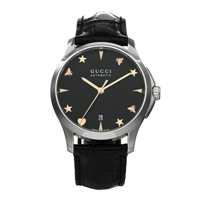 Gucci Stainless Steel Alligator 38mm G-Timeless Charm Automatic Watch Black 1 of 4