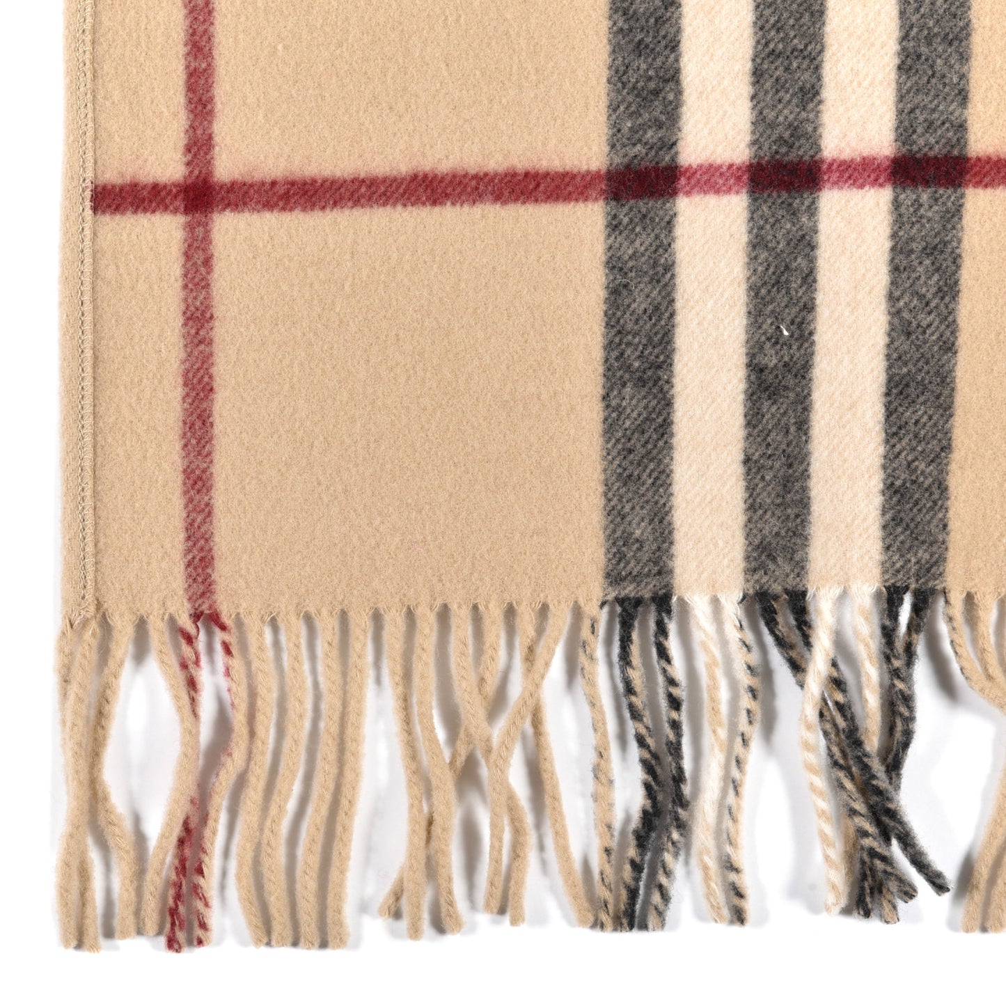 Merino Wool Cashmere Giant Check Helene Pocket Stole Natural