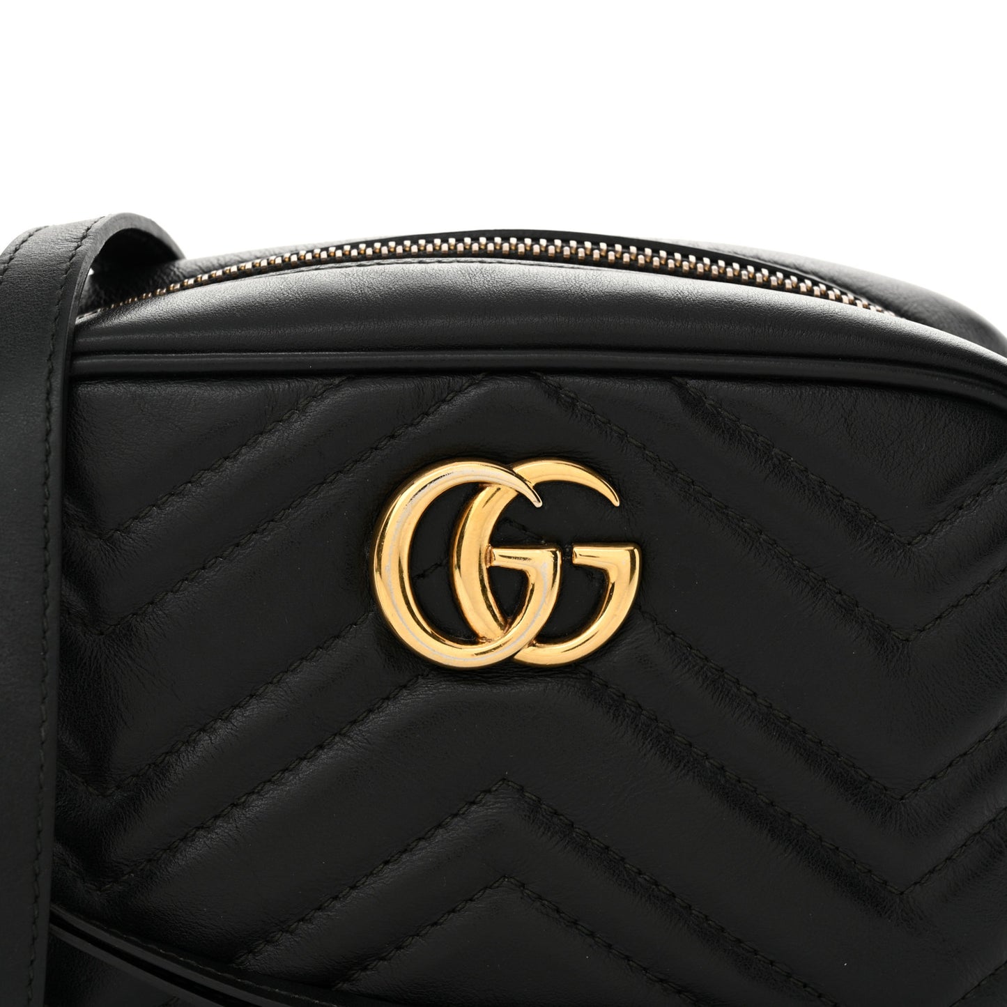 Calfskin Matelasse Mini GG Marmont Chain Shoulder Bag Black