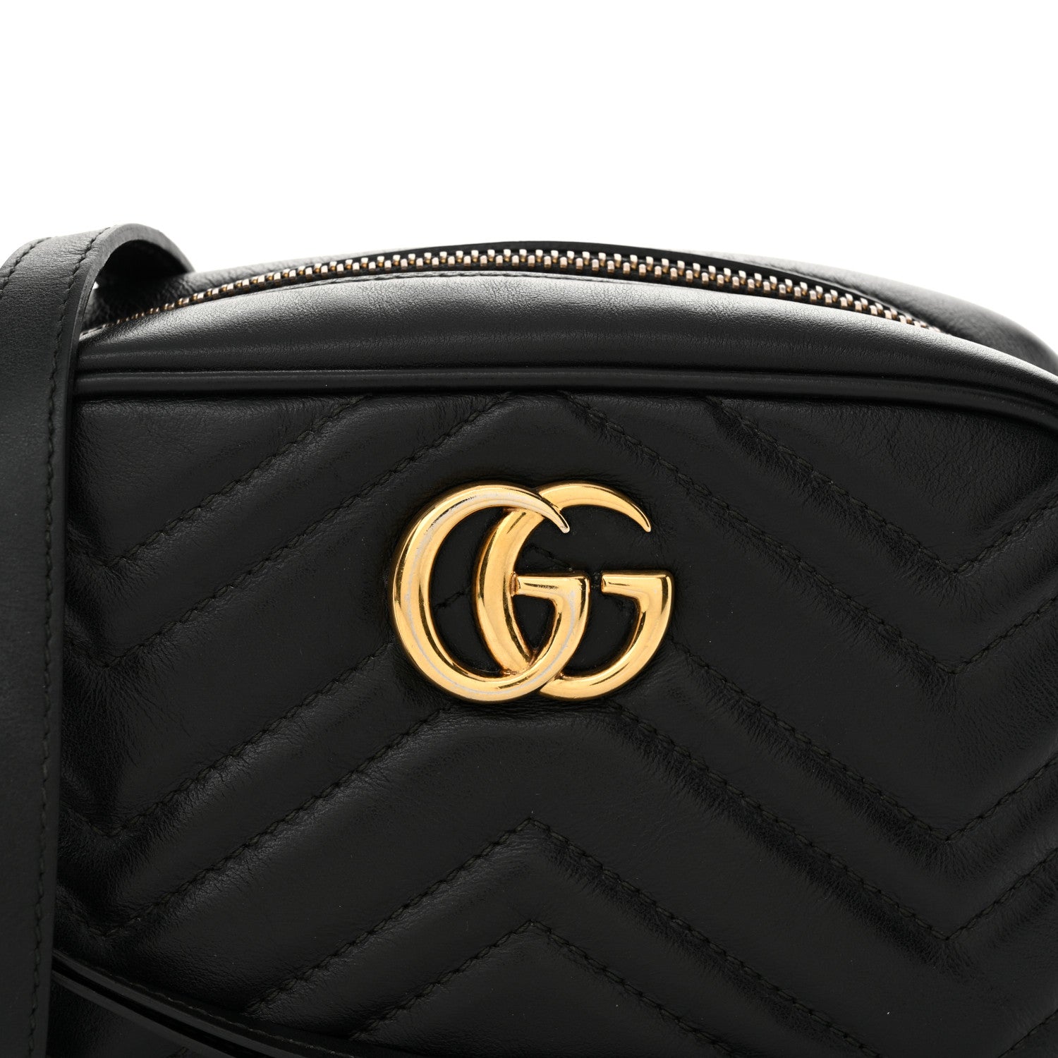 Gucci Calfskin Matelasse Mini GG Marmont Chain Shoulder Bag Black 8 of 15