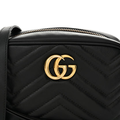 Gucci Calfskin Matelasse Mini GG Marmont Chain Shoulder Bag Black 8 of 15