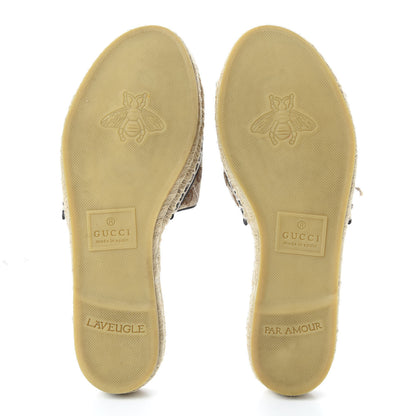 Gucci Monogram Matelasse GG Marmont Espadrille 20mm Slide Sandals 37 Beige Ebony Black 5 of 11