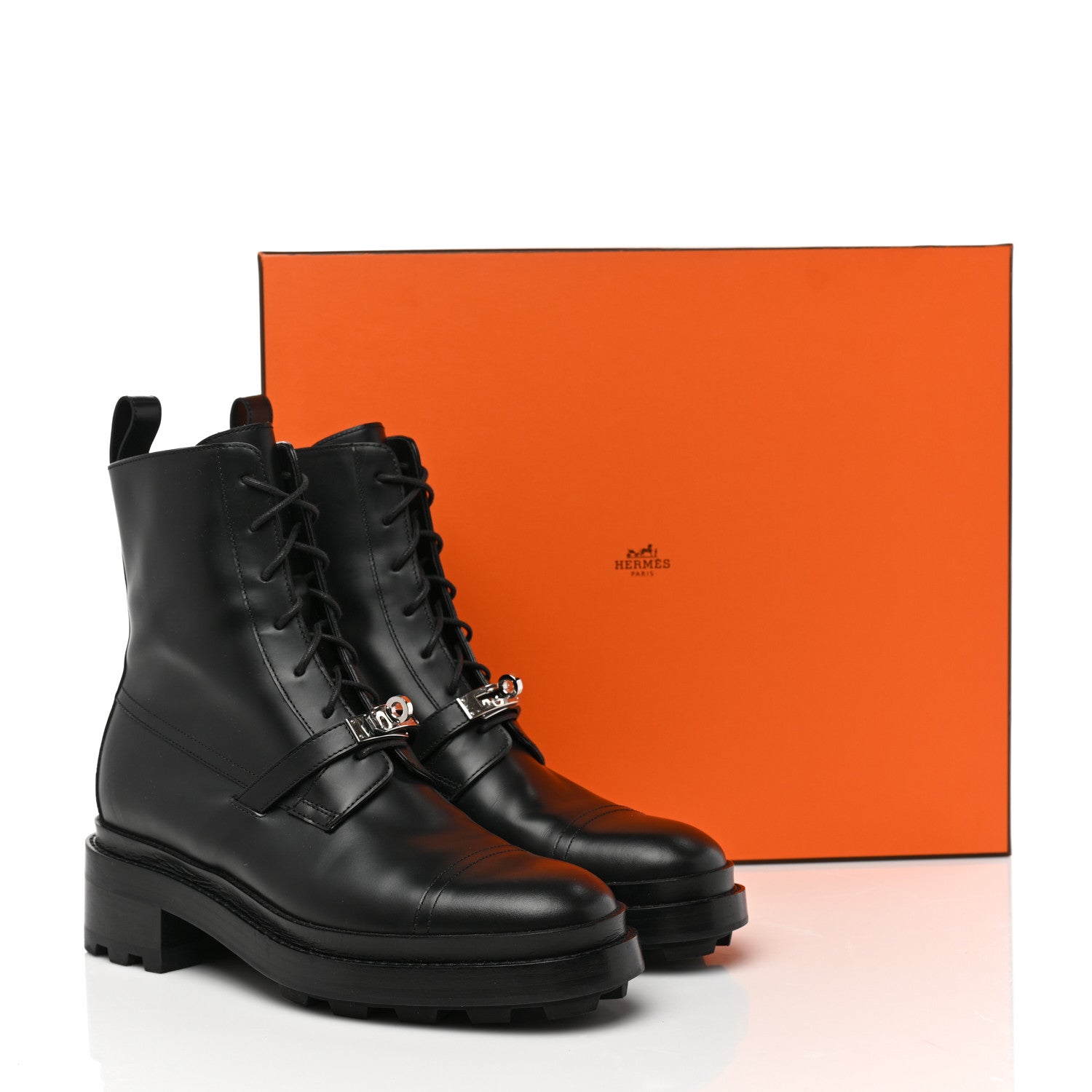 Hermes Glossed Calfskin Funk Ankle Boots 40 Black 8 of 8