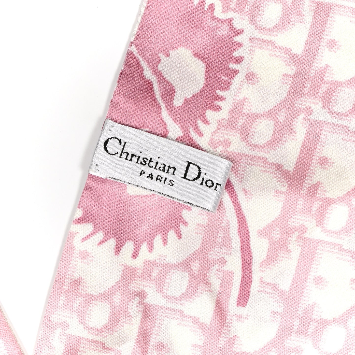 Silk Monogram Scarf Pink White