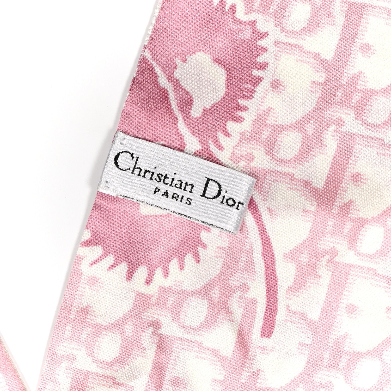 Christian Dior Silk Monogram Scarf Pink White 3 of 4