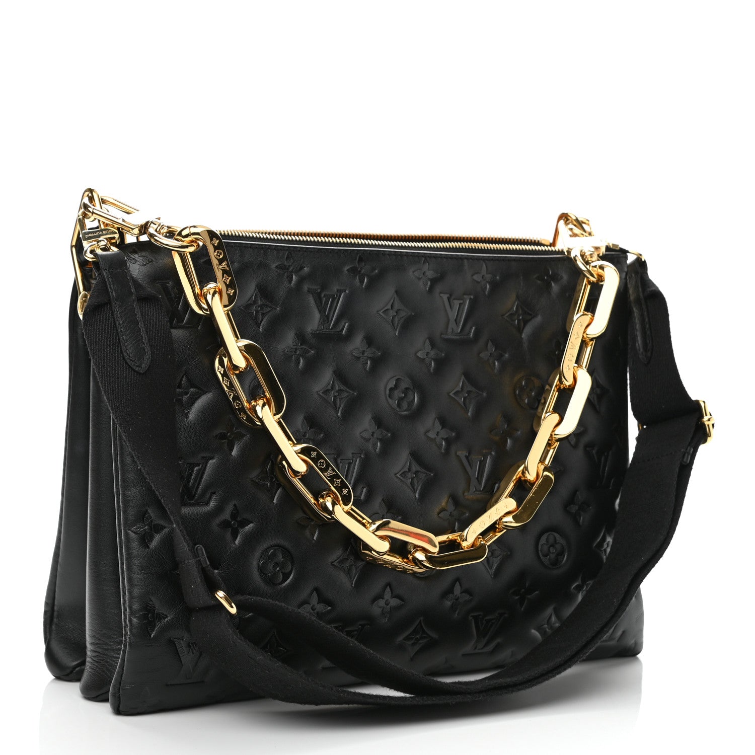 Louis Vuitton Lambskin Embossed Monogram Coussin MM Black 2 of 9