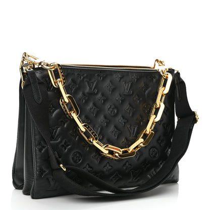 Louis Vuitton Lambskin Embossed Monogram Coussin MM Black 2 of 9