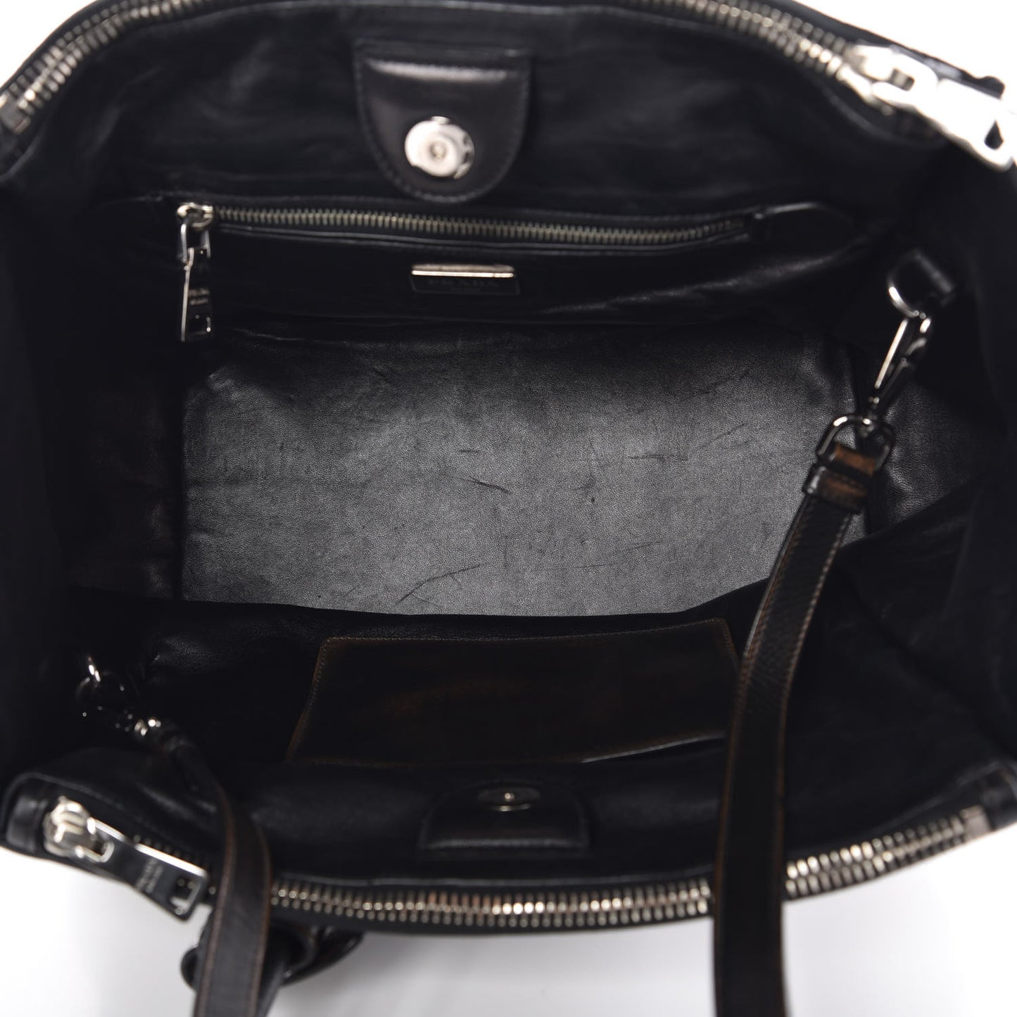 Vitello Vintage Studded Twin Pocket Tote Ebano