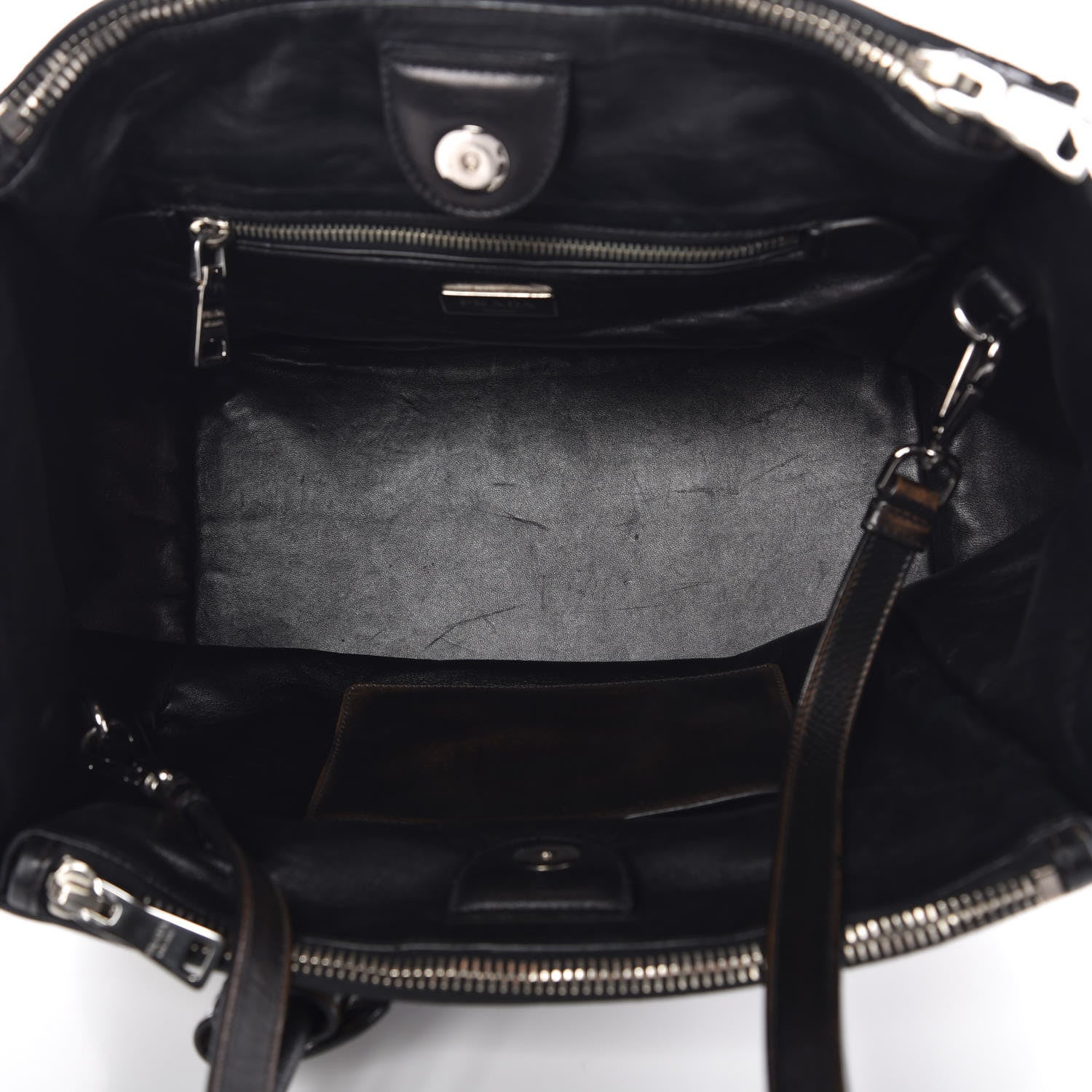 Prada Vitello Vintage Studded Twin Pocket Tote Ebano 5 of 22