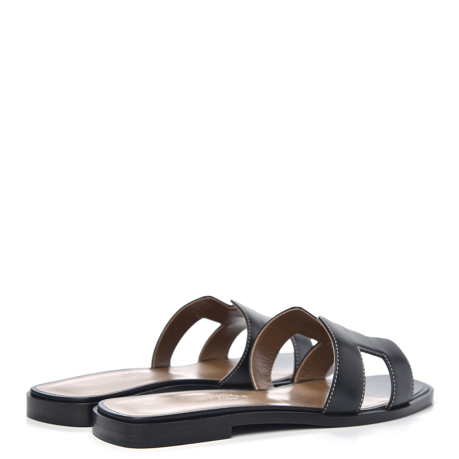 Hermes Box Calfskin Oran Sandals 35.5 Black 4 of 9