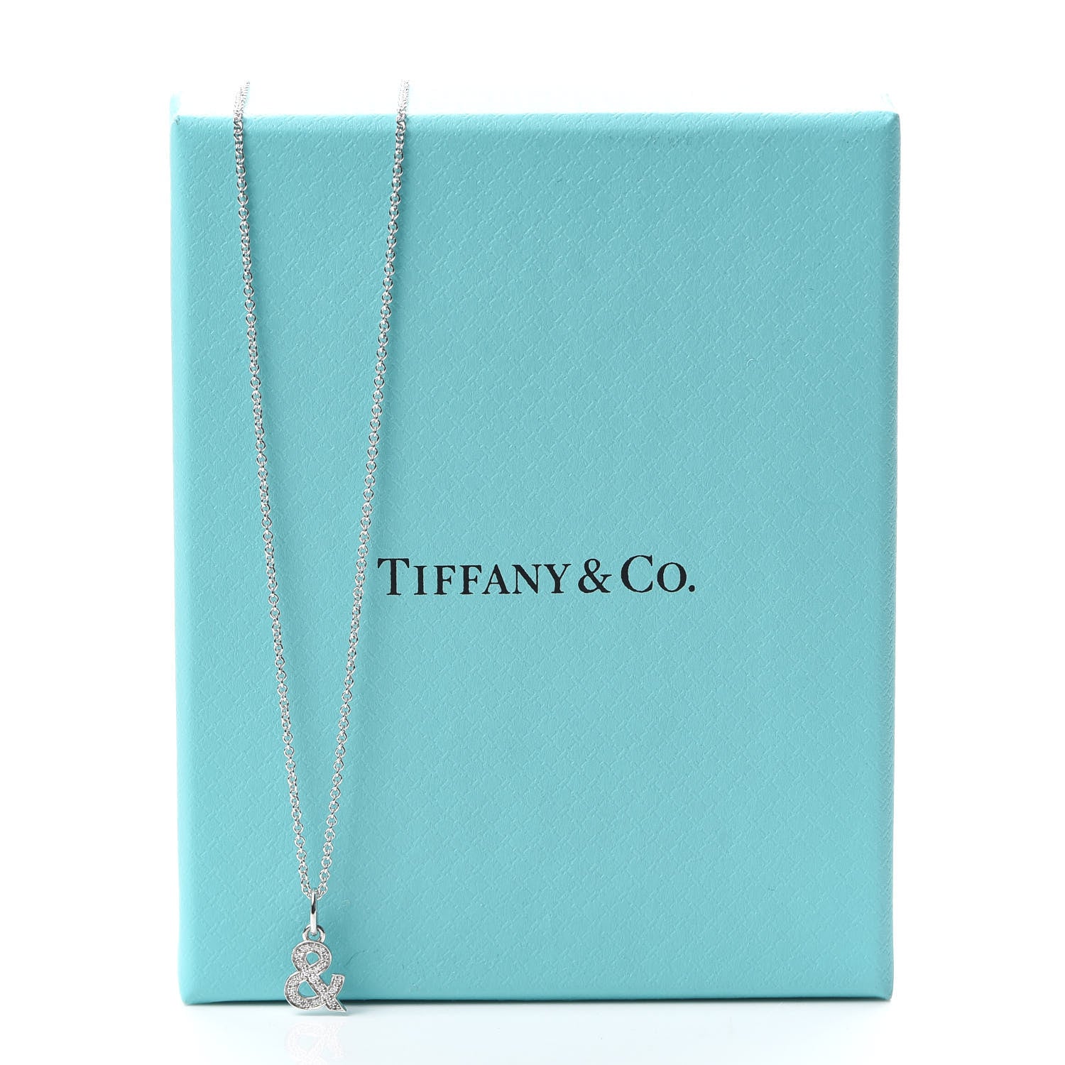 Tiffany 18K White Gold Diamond Medium Ampersand Pendant Necklace 5 of 5