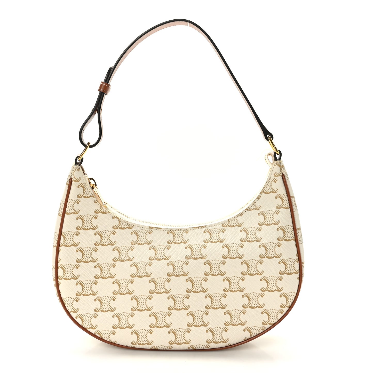 Canvas Calfskin Ava Triomphe Shoulder Bag White