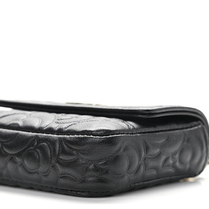 Chanel Lambskin Camellia Embossed Chain Belt Bag Black 6 of 11