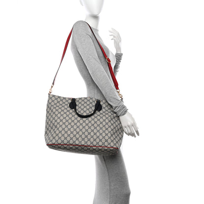 Gucci Soft GG Supreme Monogram Medium Crossbody Tote Beige Black Red 2 of 12