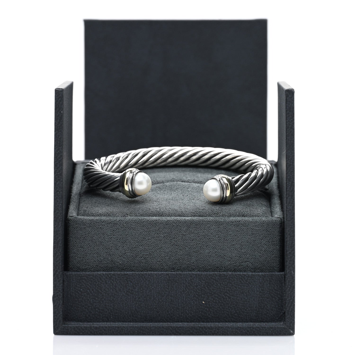 David Yurman Sterling Silver 14K Yellow Gold Pearl 7mm Cable Classics Bracelet 4 of 4