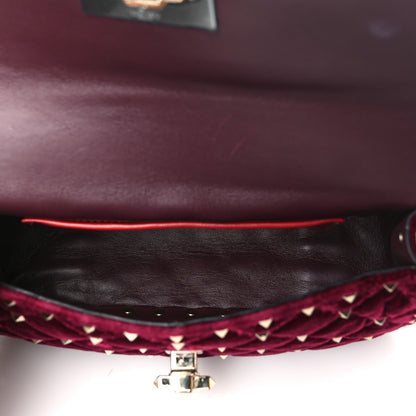 Valentino Garavani Velvet Small Rockstud Spike Shoulder Bag Rubino 5 of 8