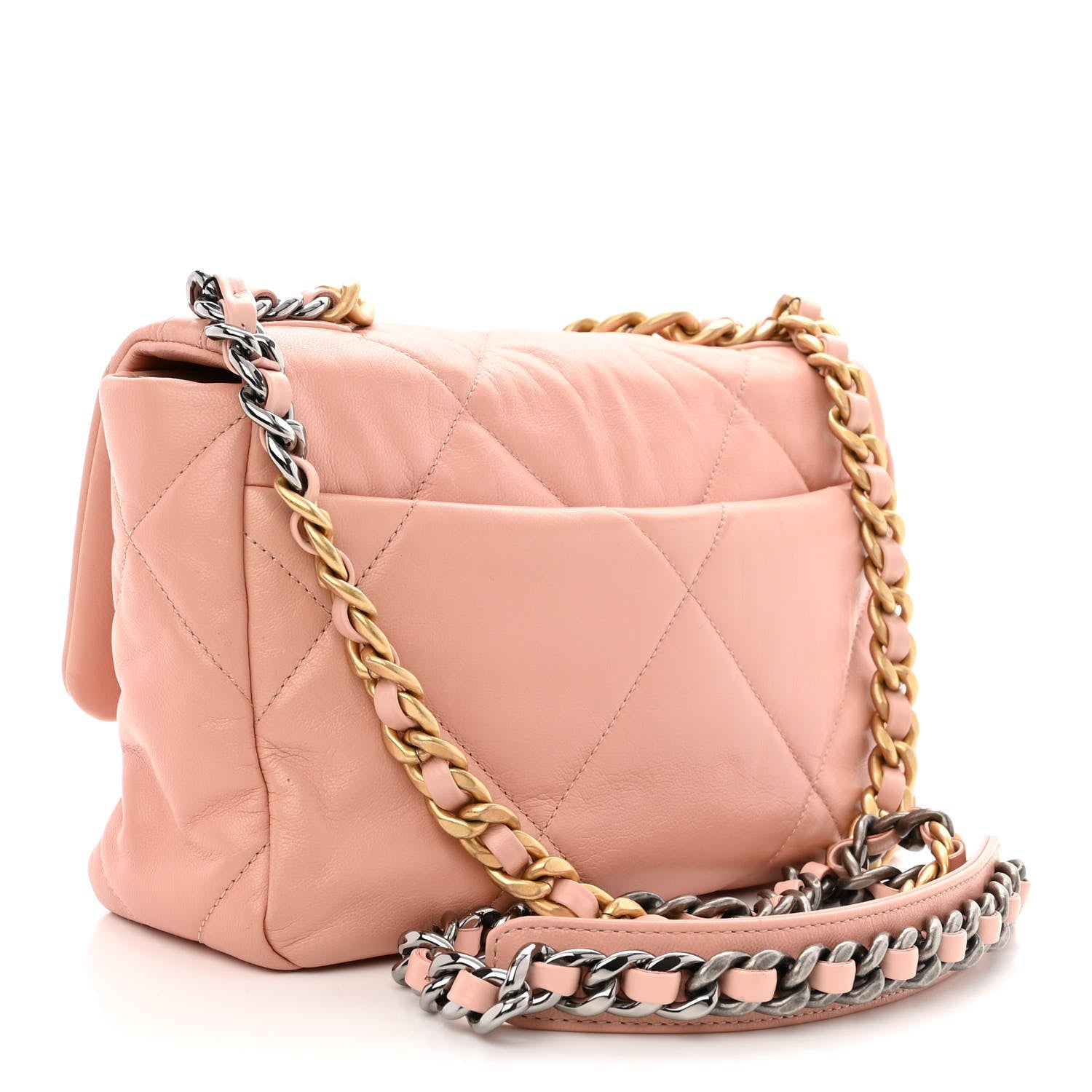 Chanel Goatskin Quilted Medium Chanel 19 Flap Light Pink 3 of 11