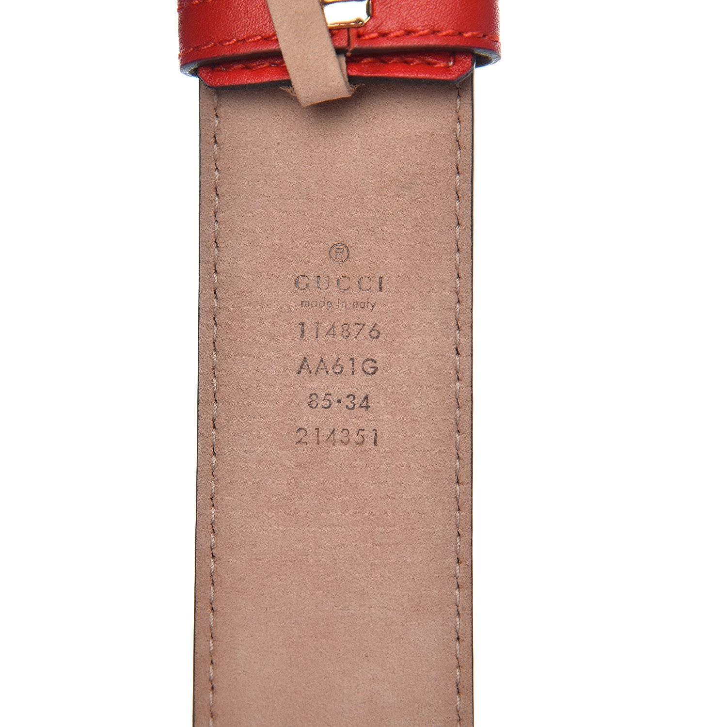 Gucci Guccissima Signature Interlocking G 40mm Belt 85 34 Red 4 of 6