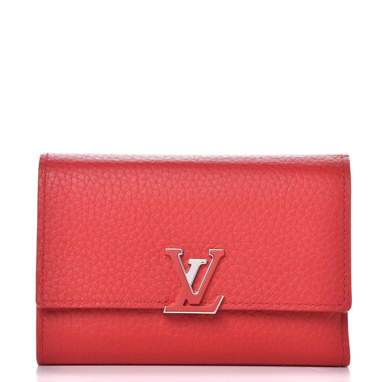 Taurillon Capucines Compact Wallet Rubis
