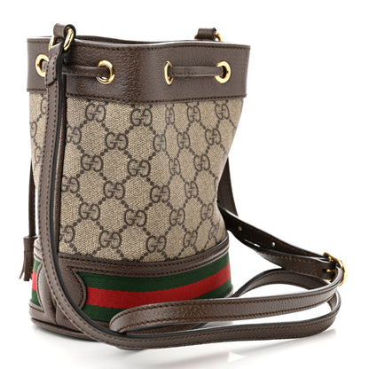 Gucci GG Supreme Monogram Web Mini Ophidia Bucket Bag Brown 3 of 12